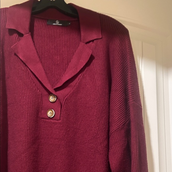 Elegant V-Neck Burgundy Sweater - Picture 5 of 6